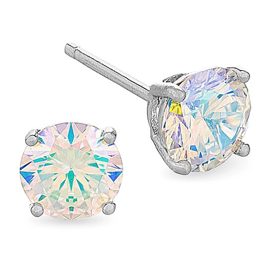 DiamonArt® Preciosa Aurora Borealis 2 3/4 CT. T.W. White Cubic Zirconia Sterling Silver 6mm Stud Earrings