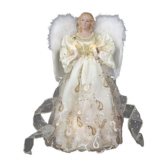 Kurt Adler 14" Gold Angel Lighted Christmas Tree Topper