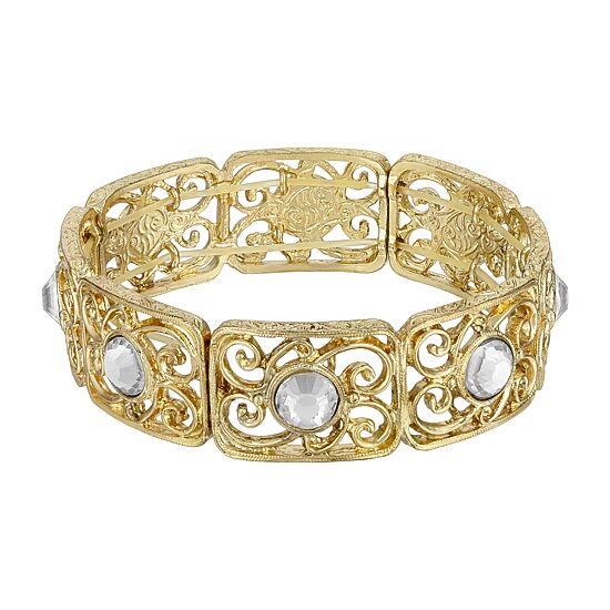 1928 Gold Tone Womens Stretch Bracelet
