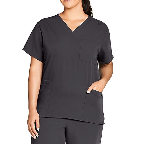 Jockey 2371 Unisex Adult Big V Neck Short Sleeve Stretch Fabric Scrub Top, 3x-large, Black