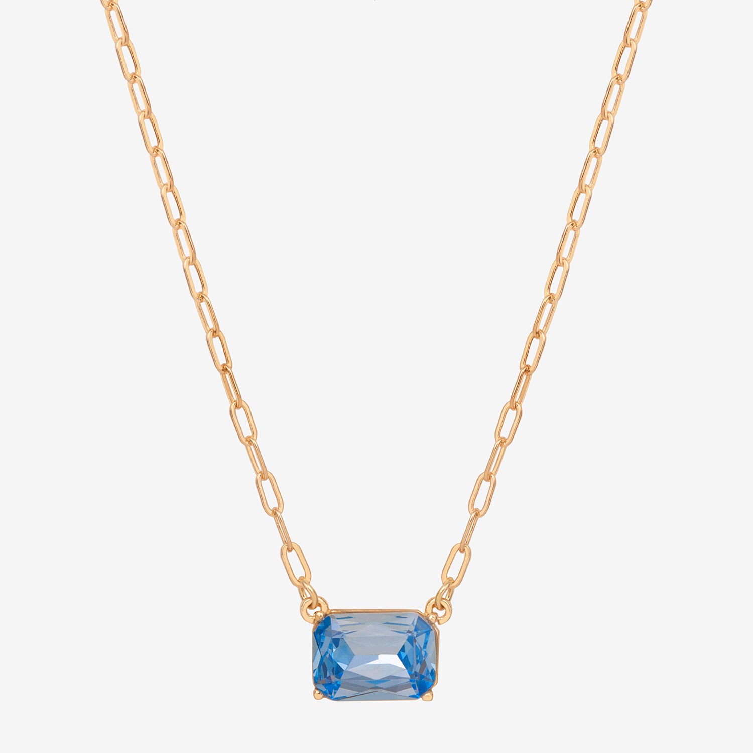Bijoux Bar Delicates Gold Tone Womens Blue Glass 16 Inch Pendant Necklace