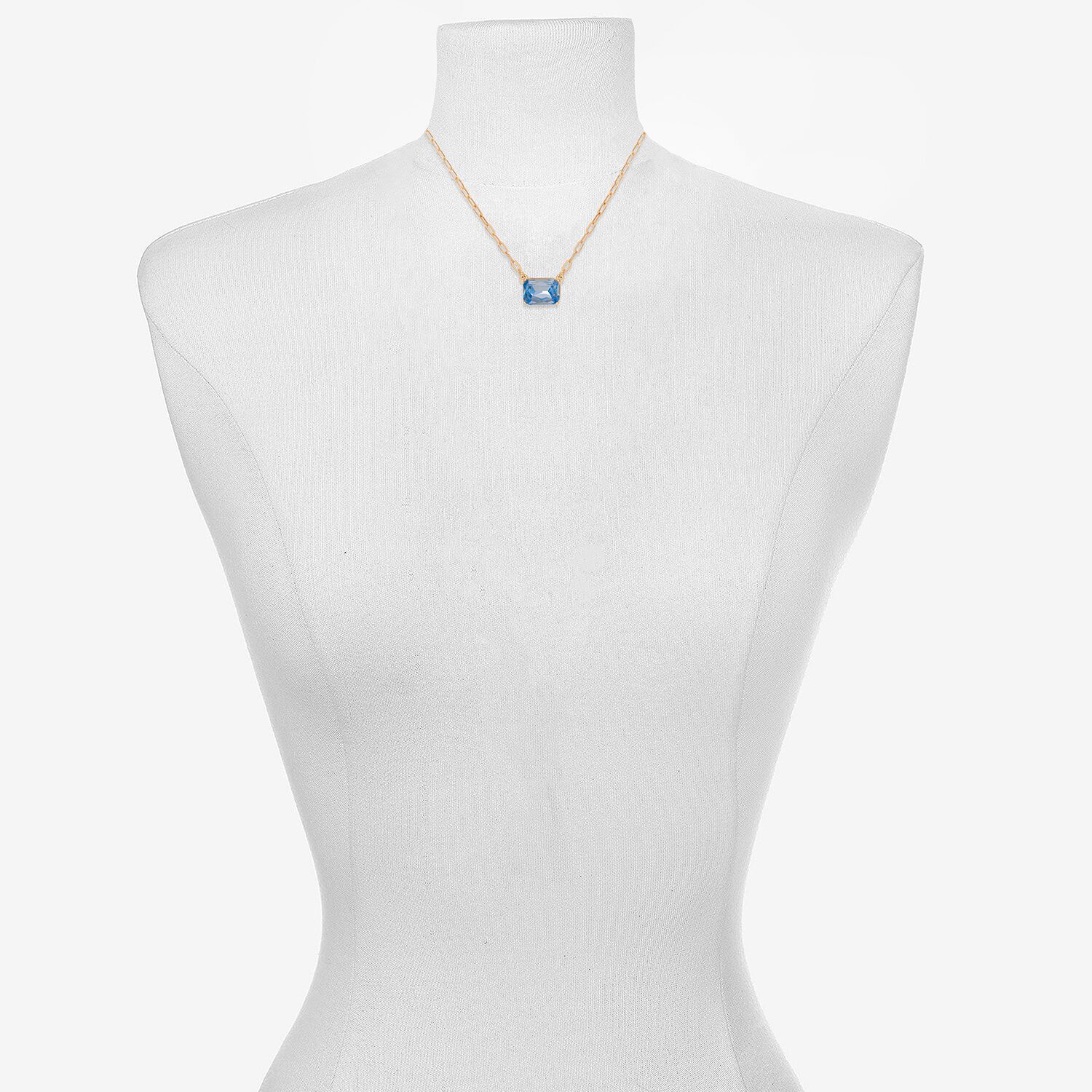 Bijoux Bar Delicates Gold Tone Womens Blue Glass 16 Inch Pendant Necklace