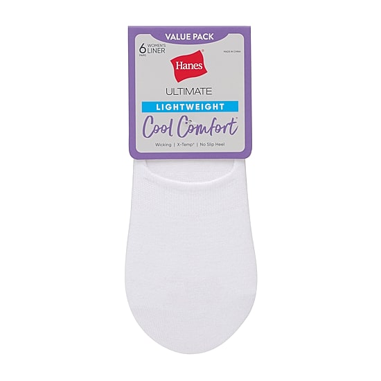 Hanes Cool Comfort Lightweight Womens Multi-Pack 6 Pair Liner Socks