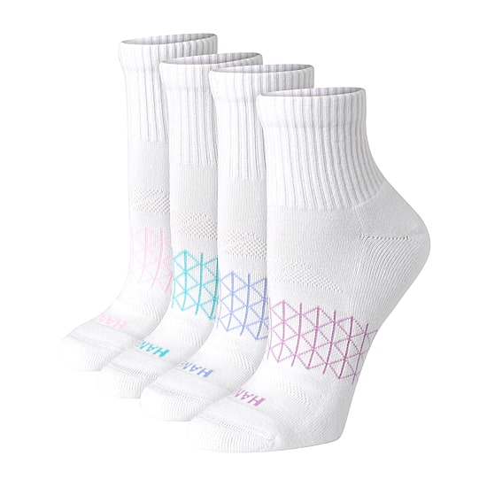 Hanes Absolute Active Womens Breathable 4 Pair Quarter Ankle Socks