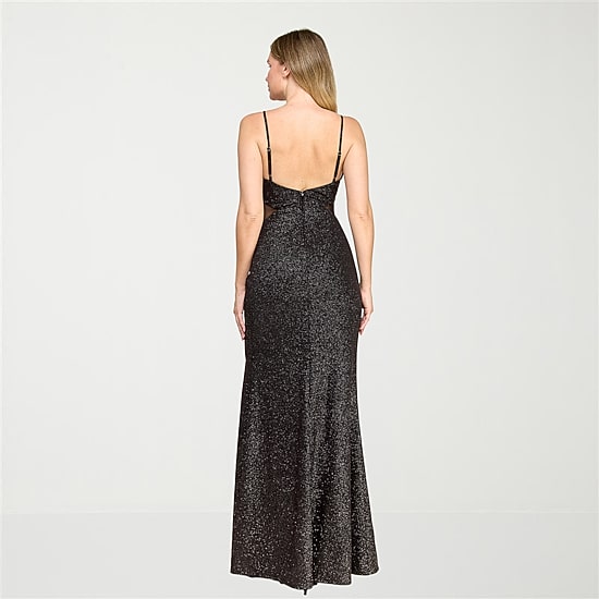 Trixxi Womens Juniors V Neck Sleeveless CUTOUTS Glitter Bodycon Dress
