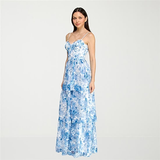Trixxi Womens Juniors Sweetheart Neck Floral Ball Gown