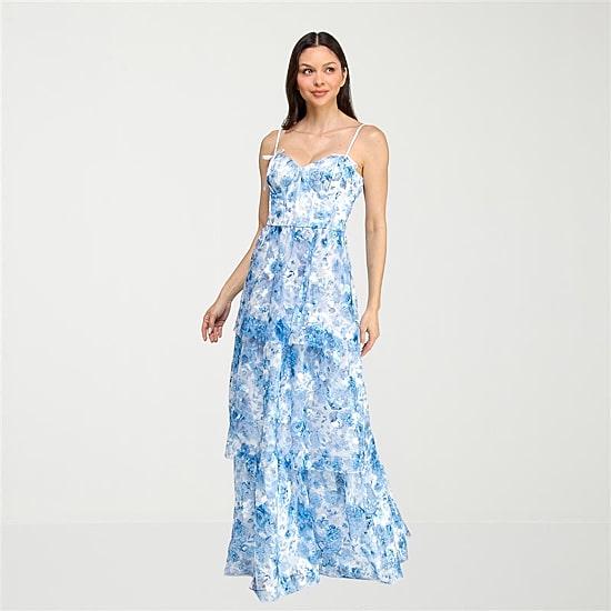 Trixxi Womens Juniors Sweetheart Neck Floral Ball Gown