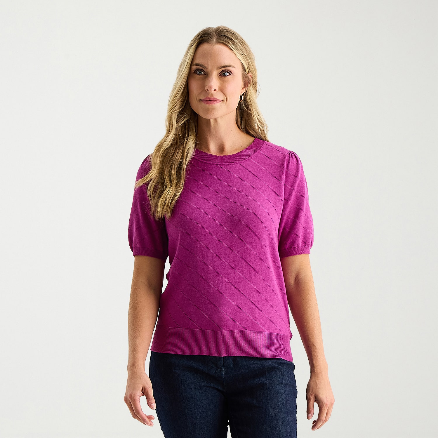 Liz Claiborne Tall Womens Crew Neck Short Sleeve Pullover Sweater