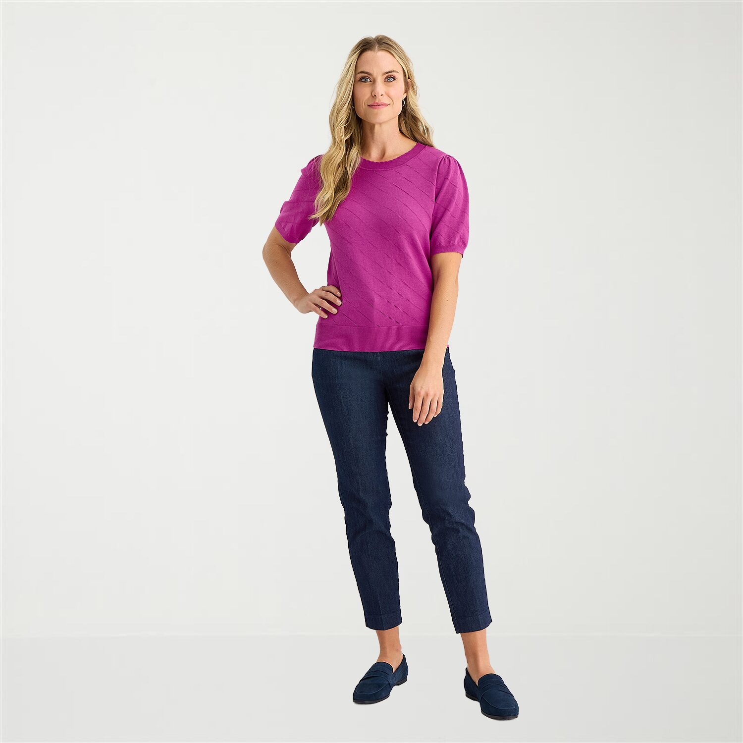 Liz Claiborne Tall Womens Crew Neck Short Sleeve Pullover Sweater