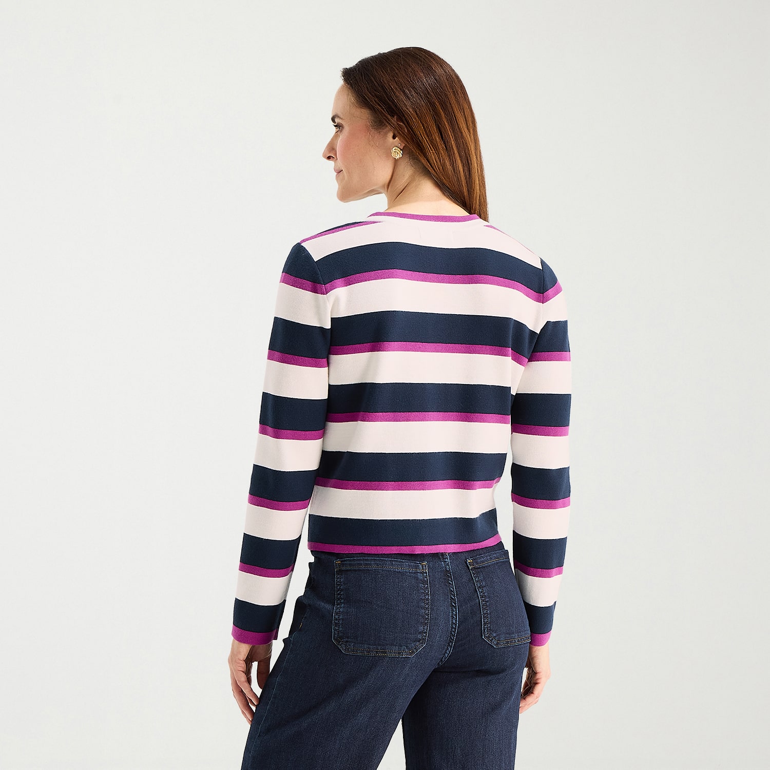 Liz Claiborne Womens Crew Neck Long Sleeve Striped Layered Sweater Tall