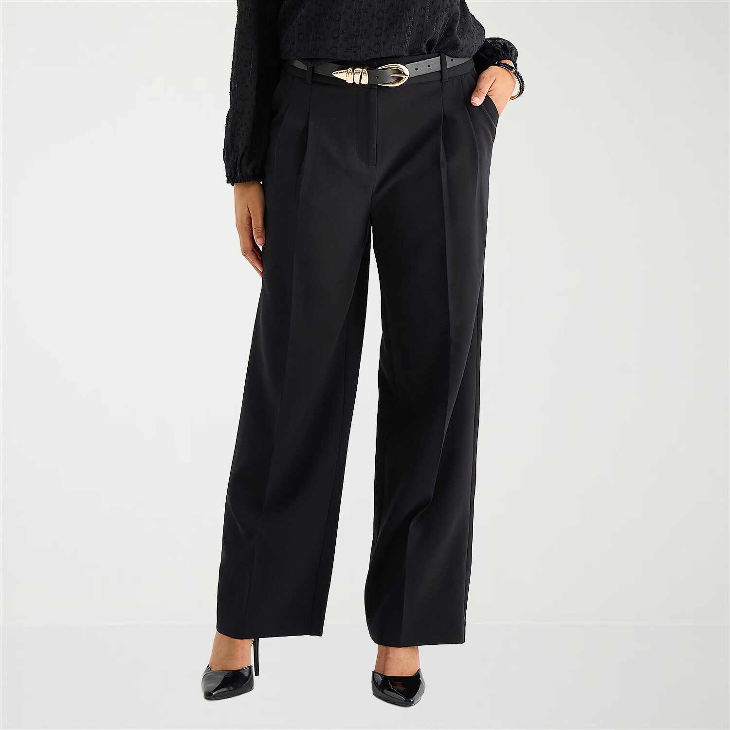 Liz Claiborne Charlotte Womens Tall Wide Leg Mid Rise Trouser