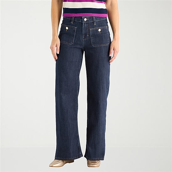 Liz Claiborne Womens Tall Mid Rise Wide Leg Jean