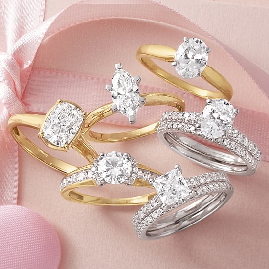 (F / Vs2) Womens 1 1/2 CT. T.W. Lab Grown White Diamond 10K Gold Round Side Stone Engagement Ring