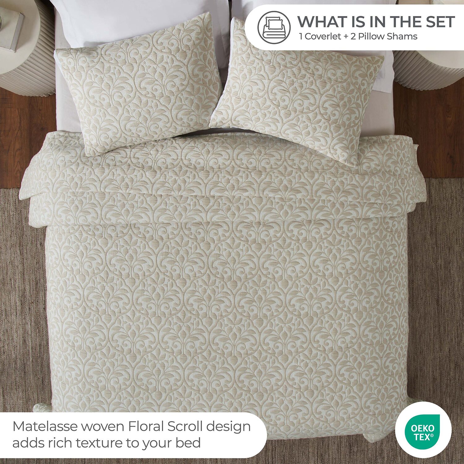SUPERIOR® Vineyard Matelasse Floral Scroll Coverlet