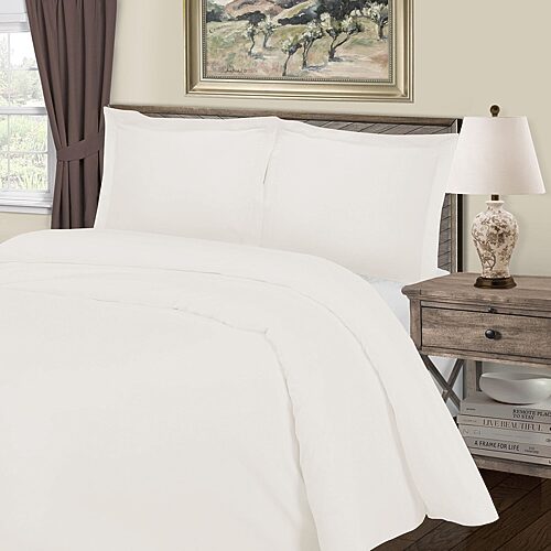 SUPERIOR Cotton Rich Blend 1000tc Wrinkle Resistant Reversible Duvet Cover, One Size, White