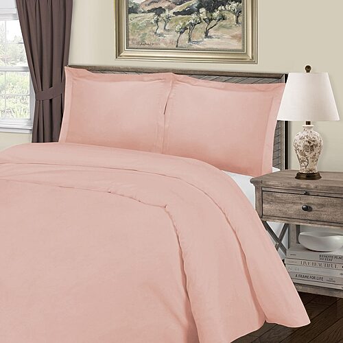 SUPERIOR Cotton Rich Blend 1000tc Wrinkle Resistant Reversible Duvet Cover, One Size, Pink