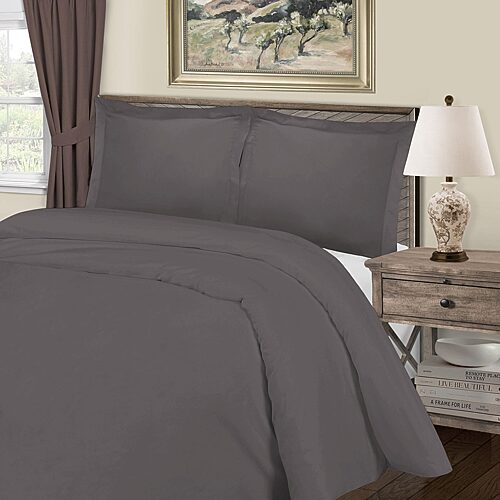 SUPERIOR Cotton Rich Blend 1000tc Wrinkle Resistant Reversible Duvet Cover, One Size, Gray