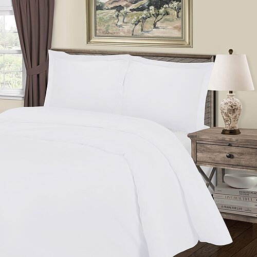 SUPERIOR Cotton Rich Blend 1000tc Wrinkle Resistant Reversible Duvet Cover, One Size, White