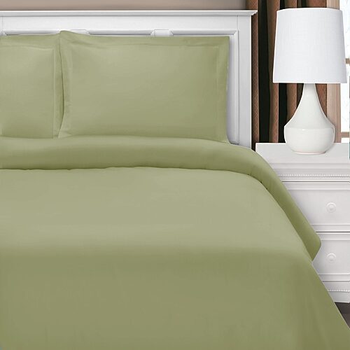 SUPERIOR Cotton Rich Blend 1200tc Heavyweight Blend Reversible Duvet Cover, One Size, Green