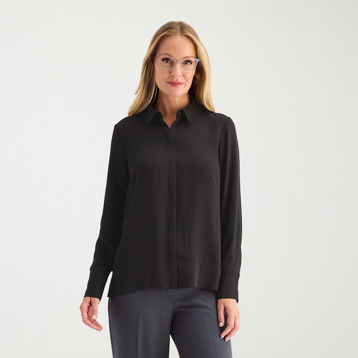 Liz Claiborne Womens Fitted Long Sleeve Regular Fit Button-Down Shirt