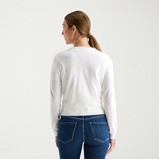 Liz Claiborne Womens Crew Neck Long Sleeve Button Cardigan