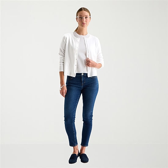 Liz Claiborne Womens Crew Neck Long Sleeve Button Cardigan
