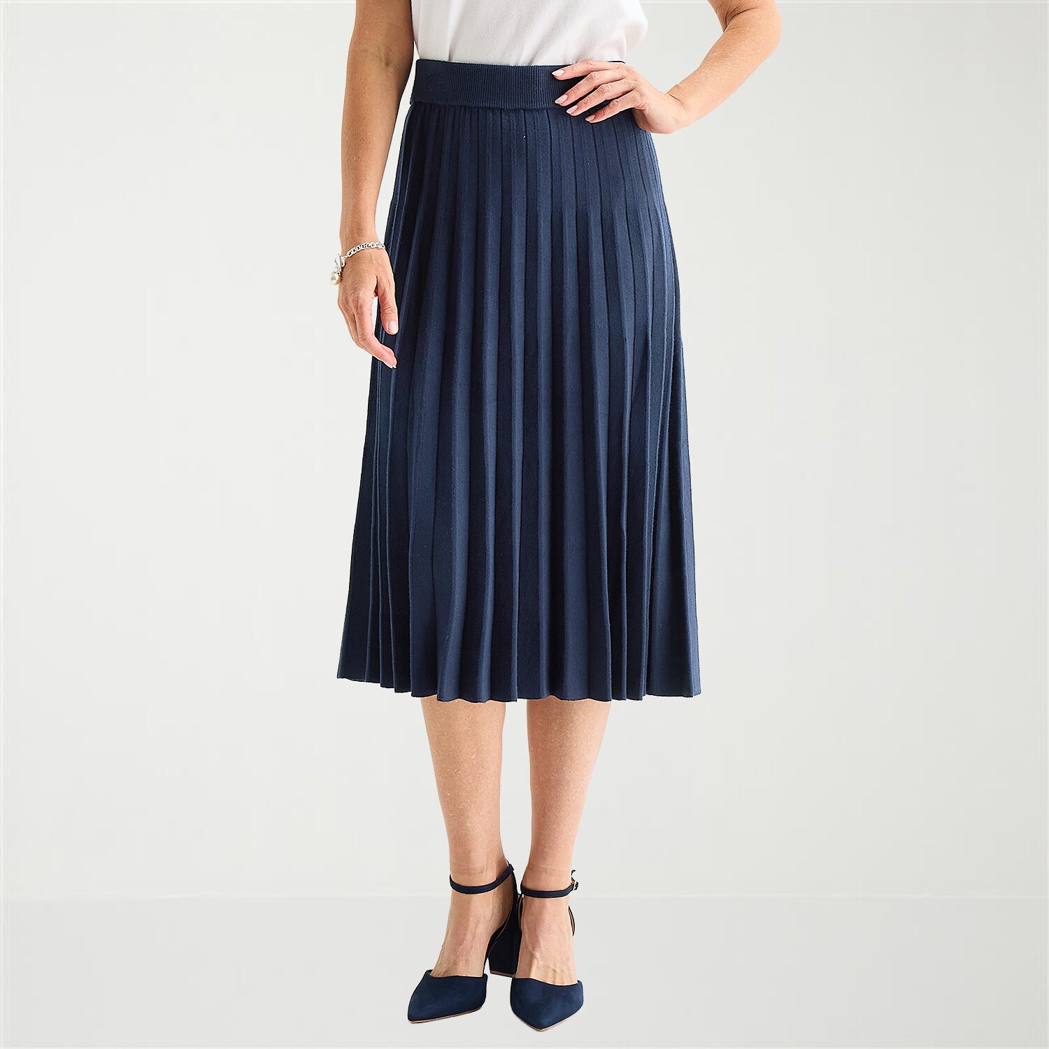 Liz Claiborne Womens Midi Pleated Skirt