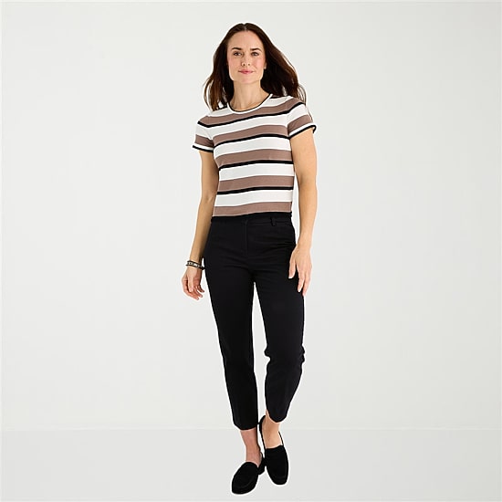 Liz Claiborne Womens Crew Neck Short Sleeve Pullover Sweater