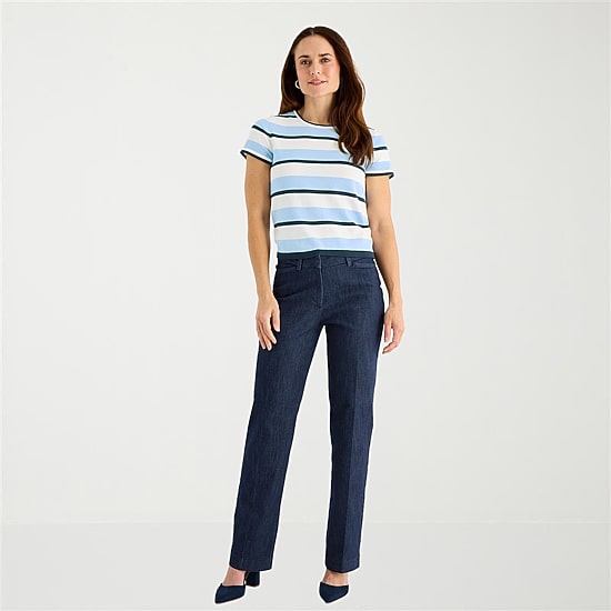 Liz Claiborne Plus Womens Crew Neck Short Sleeve Striped Pullover Sweater