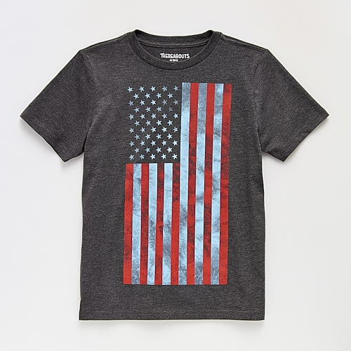 Thereabouts Little & Big Kid Boys Crew Neck Short Sleeve Regular Fit Graphic T-Shirt, X-large (18-20), Gray