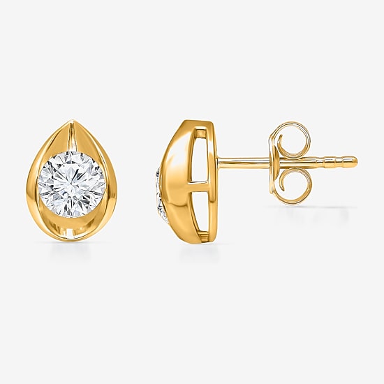 I/Si2 1 CT. T.W. Lab Grown White Diamond 14K Gold Over Silver 9.8mm Pear Stud Earrings