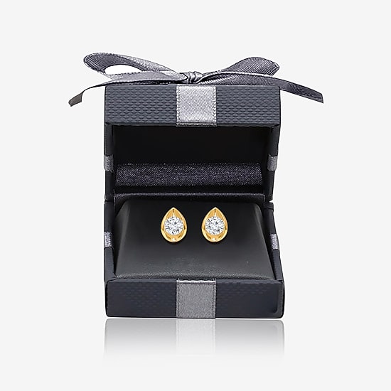 I/Si2 1 CT. T.W. Lab Grown White Diamond 14K Gold Over Silver 9.8mm Pear Stud Earrings
