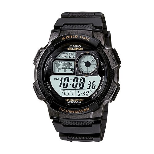 Casio Illuminator Mens Black Bezel Digital Sport Watch AE1000W-1AV, One Size, Black