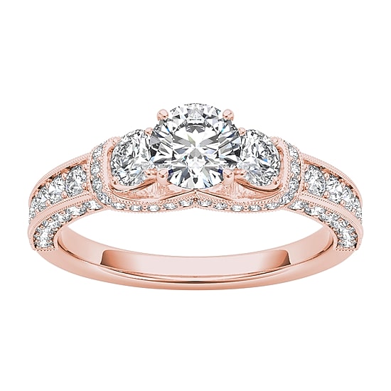 1 1/5 CT.T.W. Natural Round Diamond 14K Gold 3-Stone Ring