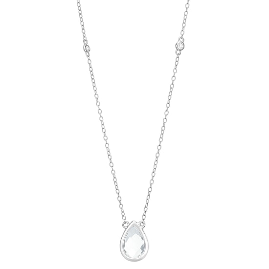 Womens Genuine White Topaz Sterling Silver 18 Inch Pendant Necklace