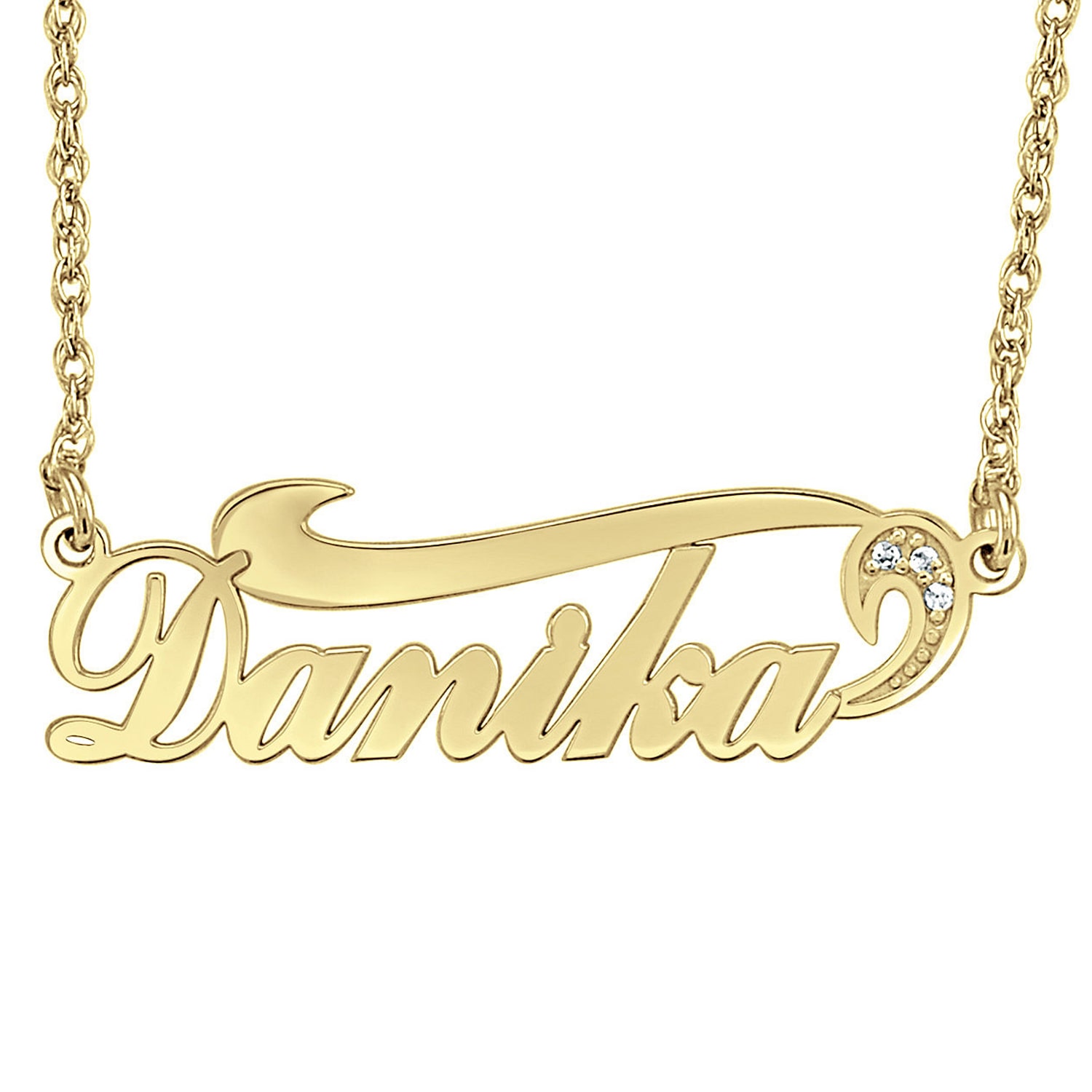 Womens Diamond Accent Natural White Diamond Sterling Silver 18 Inch Name Necklace