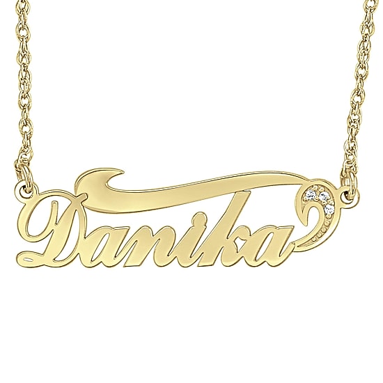 Womens Diamond Accent Natural White Diamond Sterling Silver 18 Inch Name Necklace