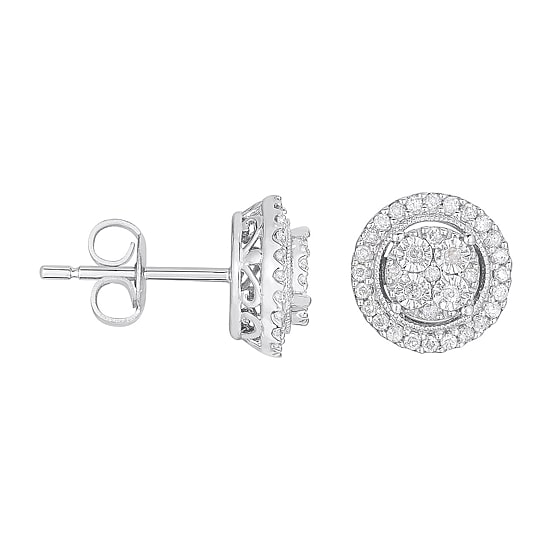 TruMiracle® 1/4 CT.T.W. Natural Diamond Round Sterling SIlver Earrings