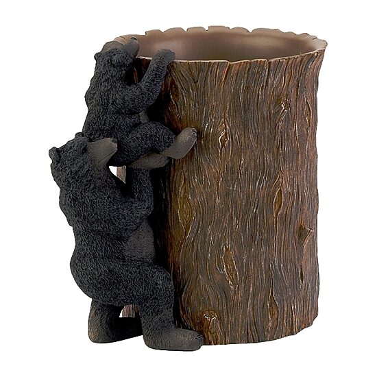 Avanti Black Bear Lodge Wastebasket