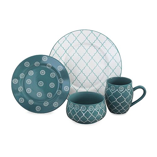 Baum Moroccan 16-pc. Ceramic Dinnerware Set In Blue