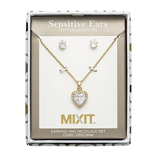 Mixit Womens Heart Hypoallergenic 2-pc. Jewelry Set