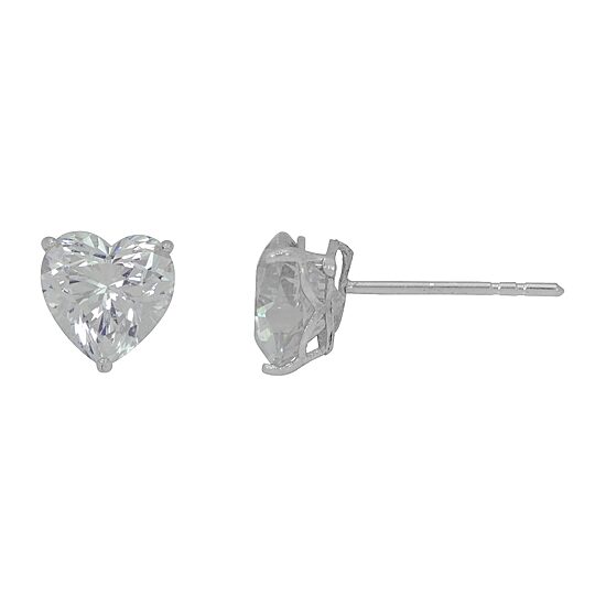Toc 1 CT. Cubic Zirconia 10K Gold 5mm Heart Stud Earrings