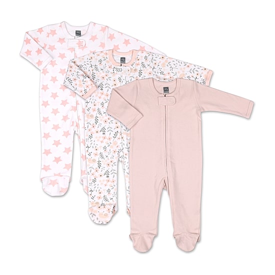 The Peanutshell Baby Girls 3-pc. Floral Sleep and Play