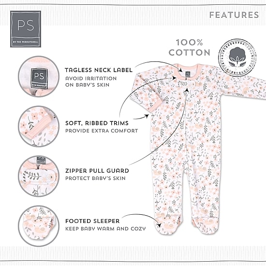 The Peanutshell Baby Girls 3-pc. Floral Sleep and Play