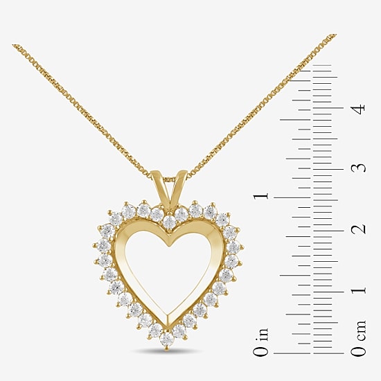 Womens 1 CT. T.W. Lab Grown White Diamond 10K Gold Heart 18 Inch Pendant Necklace