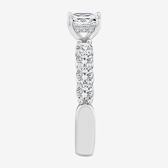 Signature By Modern Bride (F / Vs2) Womens 2 CT. T.W. Lab Grown White Diamond 10K Gold Side Stone Engagement Ring