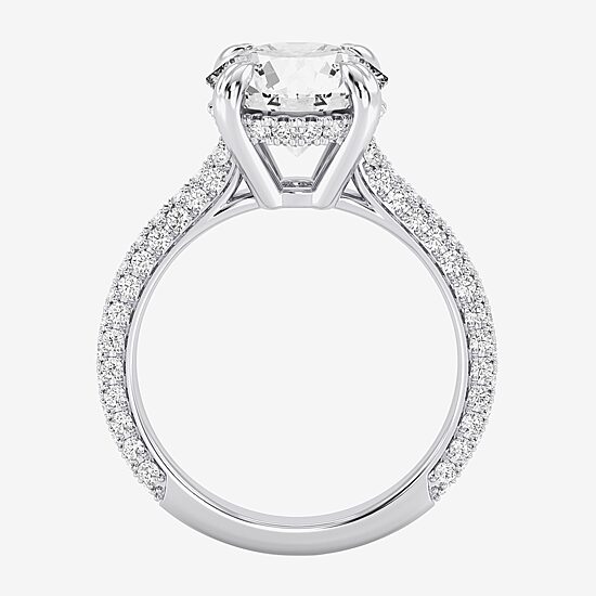 (G / Si2) Womens 4 CT. T.W. Lab Grown White Diamond 10K Gold Round Side Stone Engagement Ring