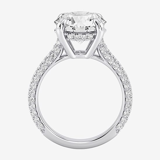 (G / Si2) Womens 5 CT. T.W. Lab Grown White Diamond 10K Gold Round Side Stone Engagement Ring