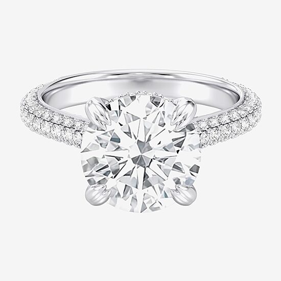 (G / Si2) Womens 5 CT. T.W. Lab Grown White Diamond 10K Gold Round Side Stone Engagement Ring