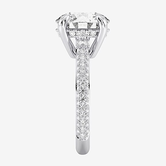 (G / Si2) Womens 5 CT. T.W. Lab Grown White Diamond 10K Gold Round Side Stone Engagement Ring